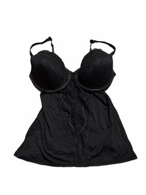 90s European Vintage Esprit Push-Up Lace Cami Corset Top (Black) Size L/36D